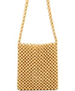 Beaded Designer Crossbody Bag YW-0002 TAN